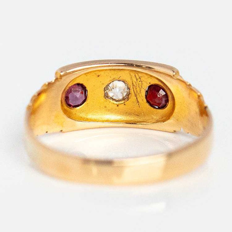 Local Eclectic Vintage 15K 19Th Century Ruby And Diamond Star Set Ring Size 6