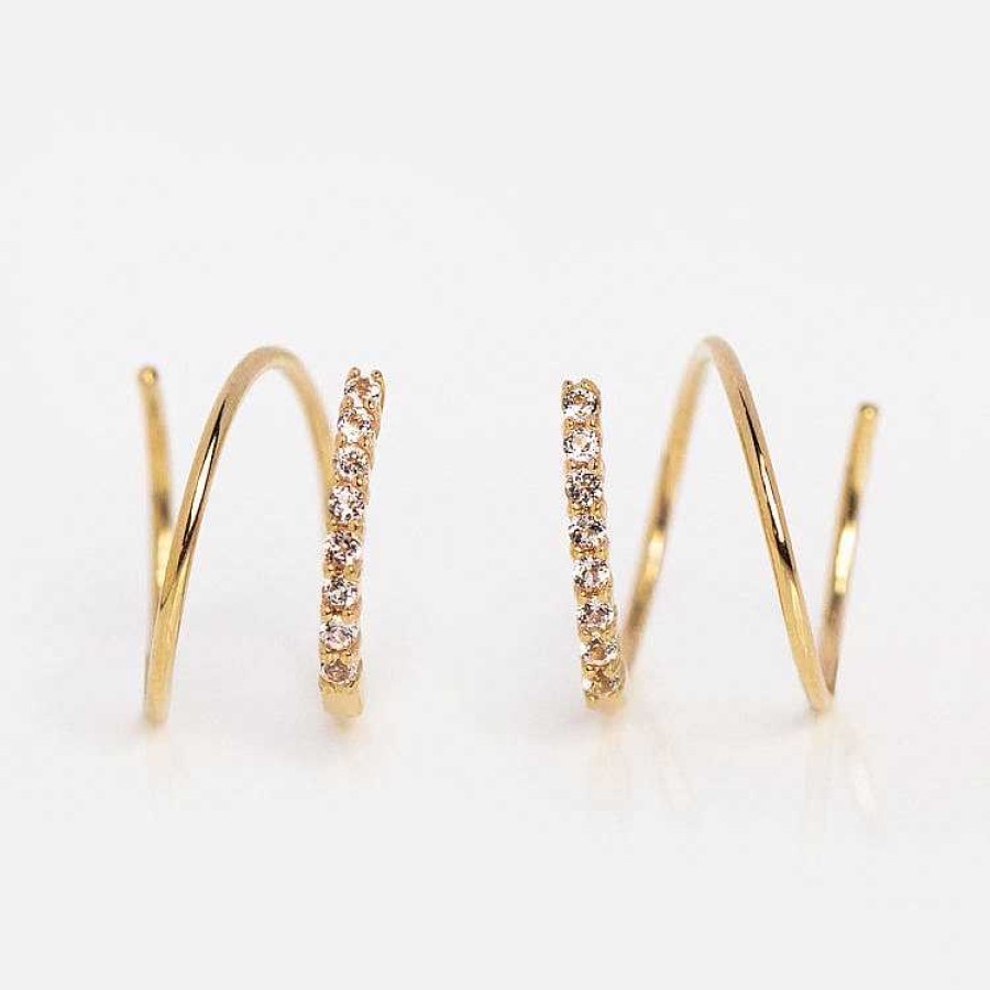 Local Eclectic Solid Gold Twist Double Piercing Huggies