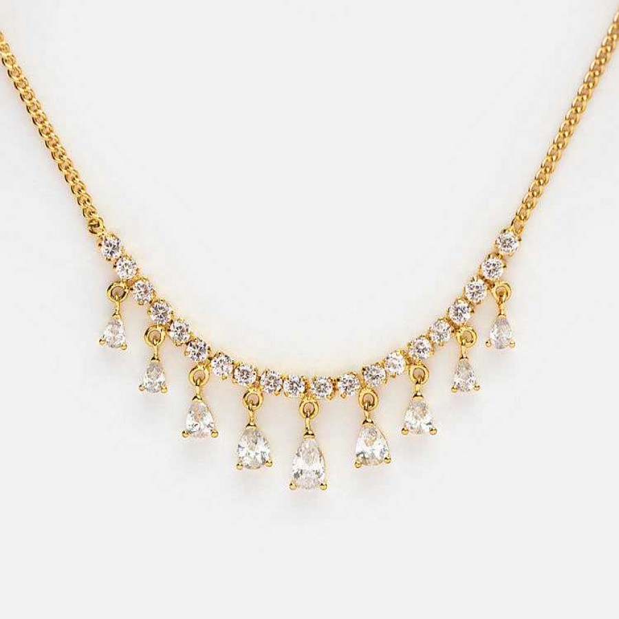 Local Eclectic Dangling Cz Bib Necklace