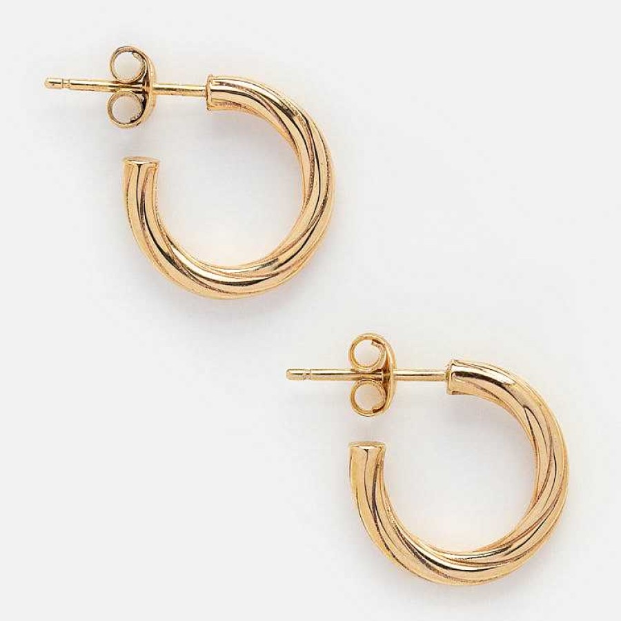 Local Eclectic Solid Gold Bold Twisted Huggie Hoops