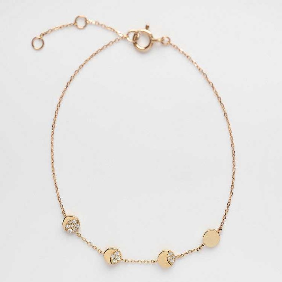 Local Eclectic Solid Gold Diamond Moon Phases Bracelet