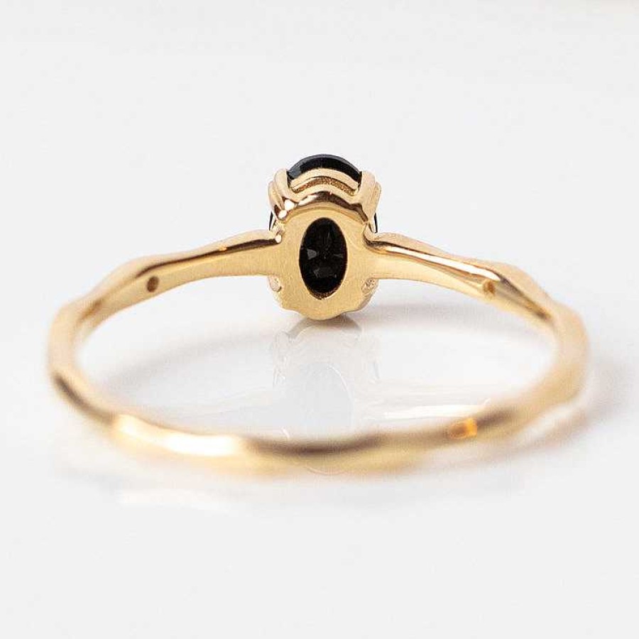 Local Eclectic 14K Black Agate And Diamond Ring