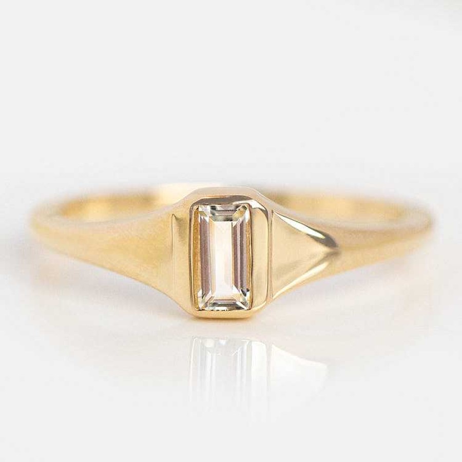 Local Eclectic Solid Gold Emerald Cut Signet Ring