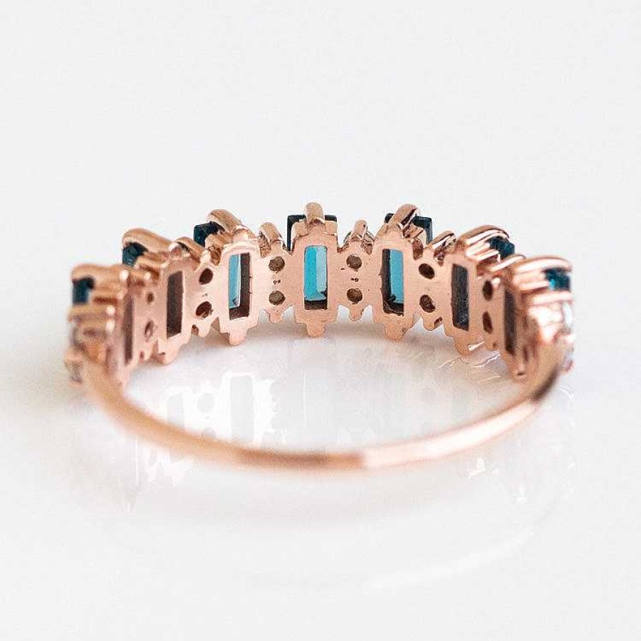 Local Eclectic Rose Gold London Blue Topaz Canary Ring