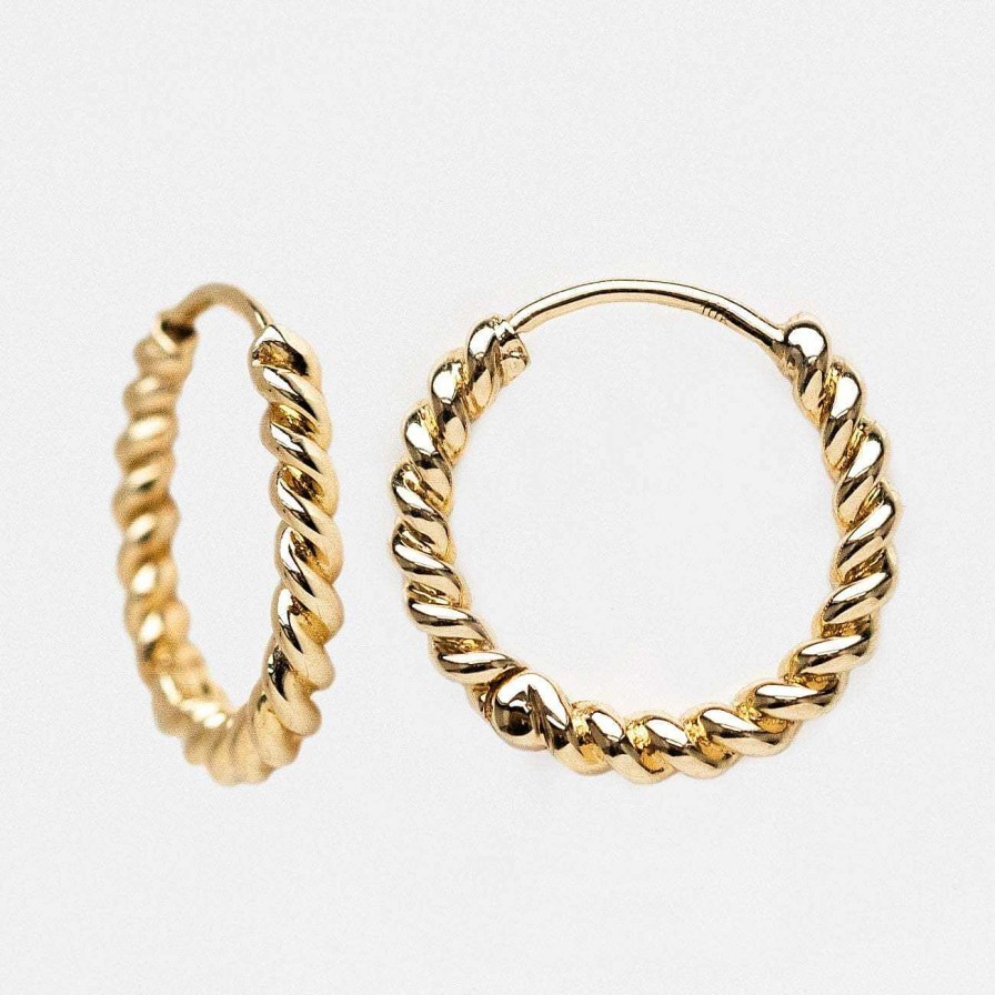 Local Eclectic Solid Gold Twisted Huggie Hoops