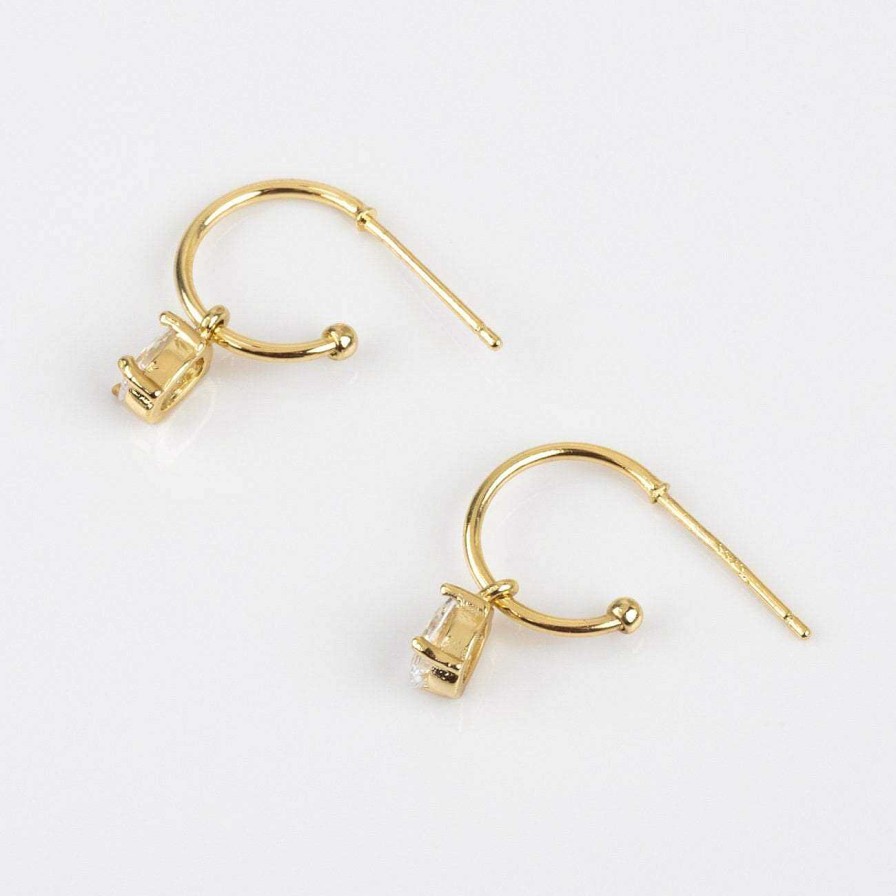 Local Eclectic Gold Cz Emery Huggie Earrings