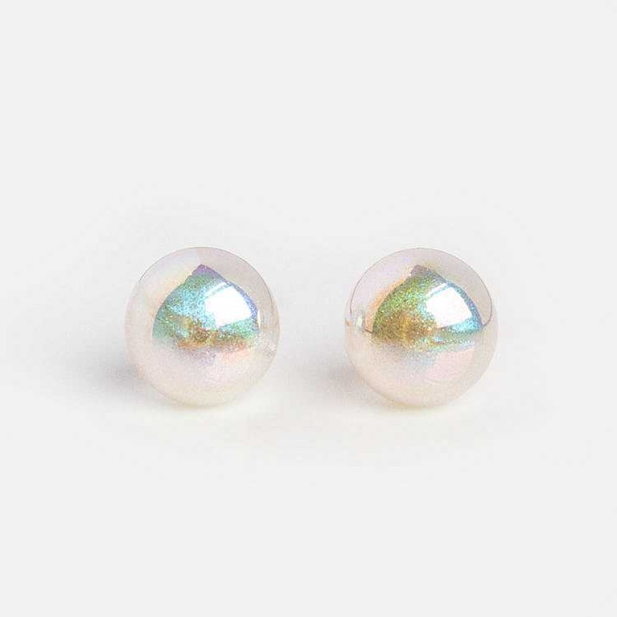 Local Eclectic Medium Iridescent Ball Stud Earrings