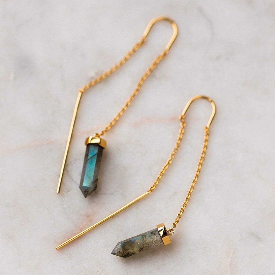 Local Eclectic Gemstone Point Crystal Threaders With Labradorite