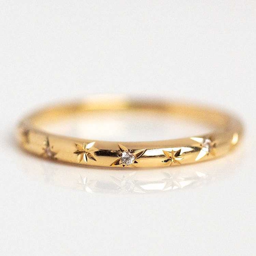 Local Eclectic Solid Gold Starry White Sapphire Band