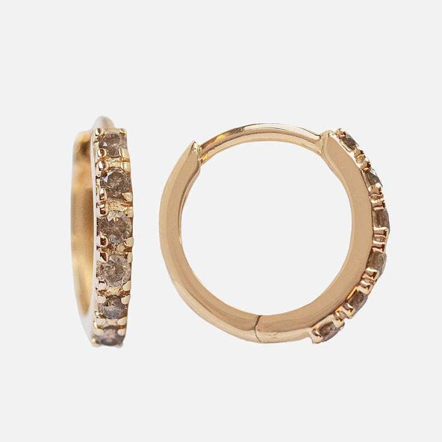 Local Eclectic Solid Gold Salt And Pepper Diamond Huggie Hoops