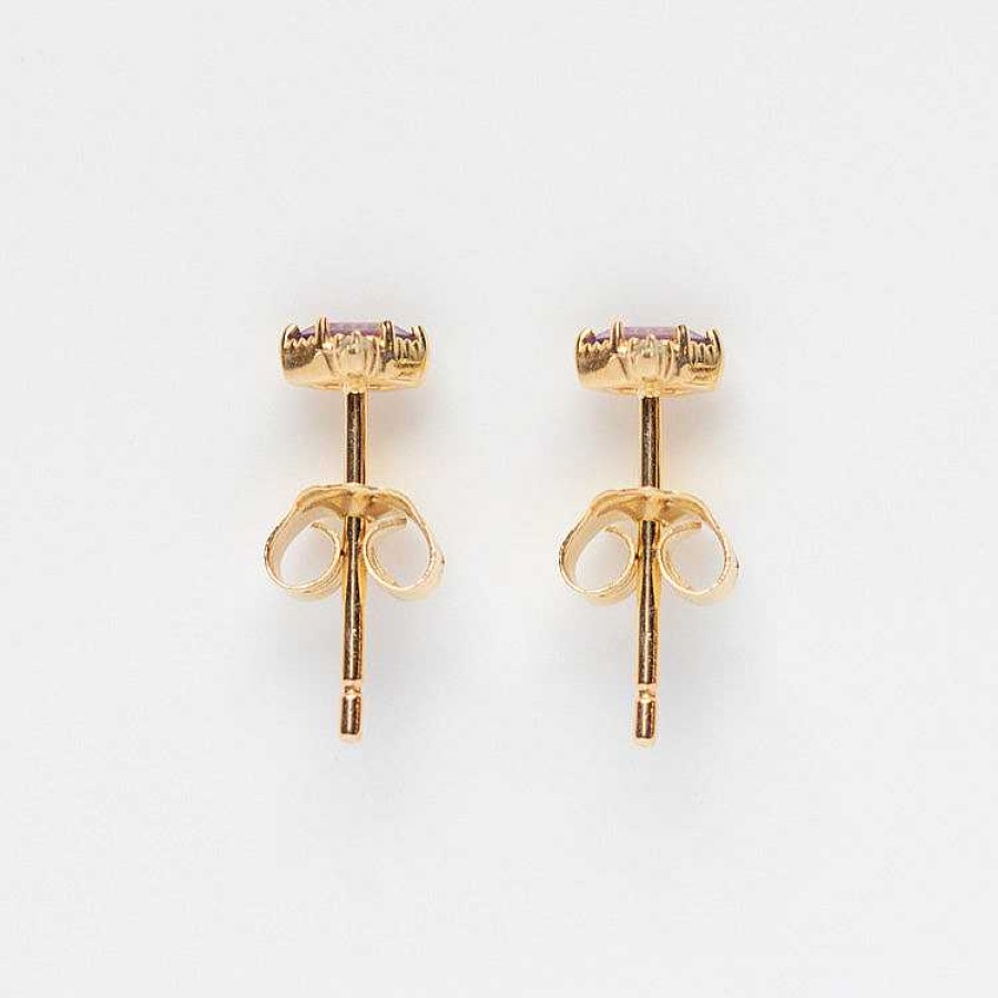 Local Eclectic Solid Gold Dreamy Amethyst And White Sapphire Studs