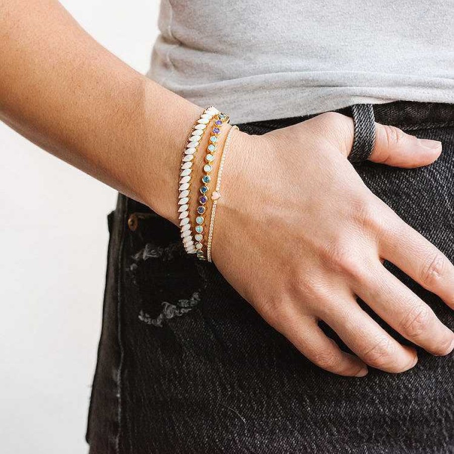 Local Eclectic Coral Heart Diamond Tennis Bracelet