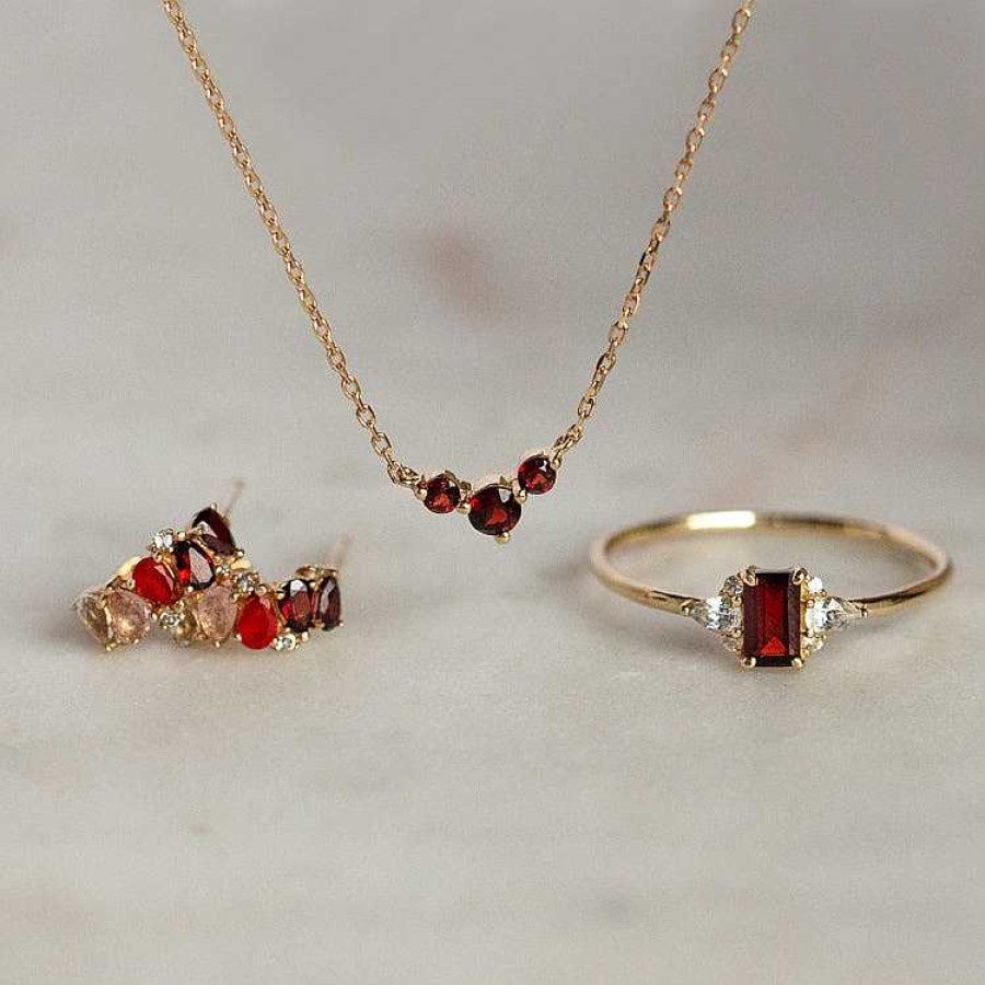 Local Eclectic Solid Gold January Capsule Ombre Garnet Huggie Hoops