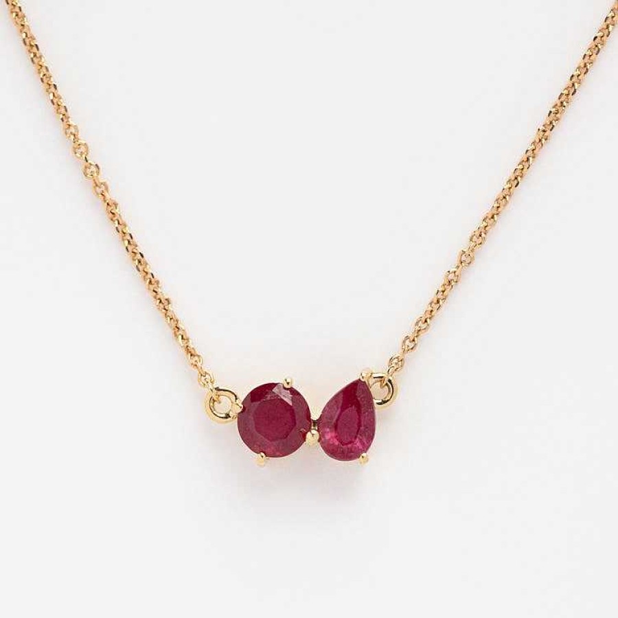 Local Eclectic Solid Gold July Capsule Ruby Toi Et Moi Necklace