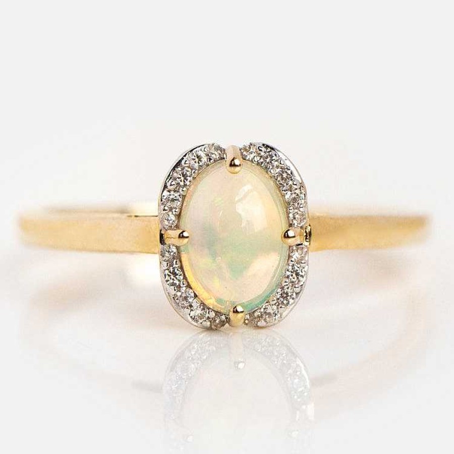 Local Eclectic Solid Gold October Capsule Oval Opal Ring