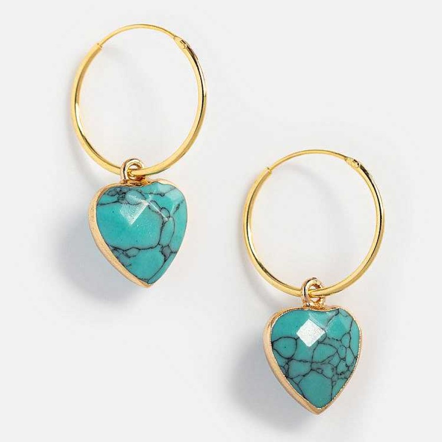 Local Eclectic Cabo Turquoise Heart Mini Hoop Earrings