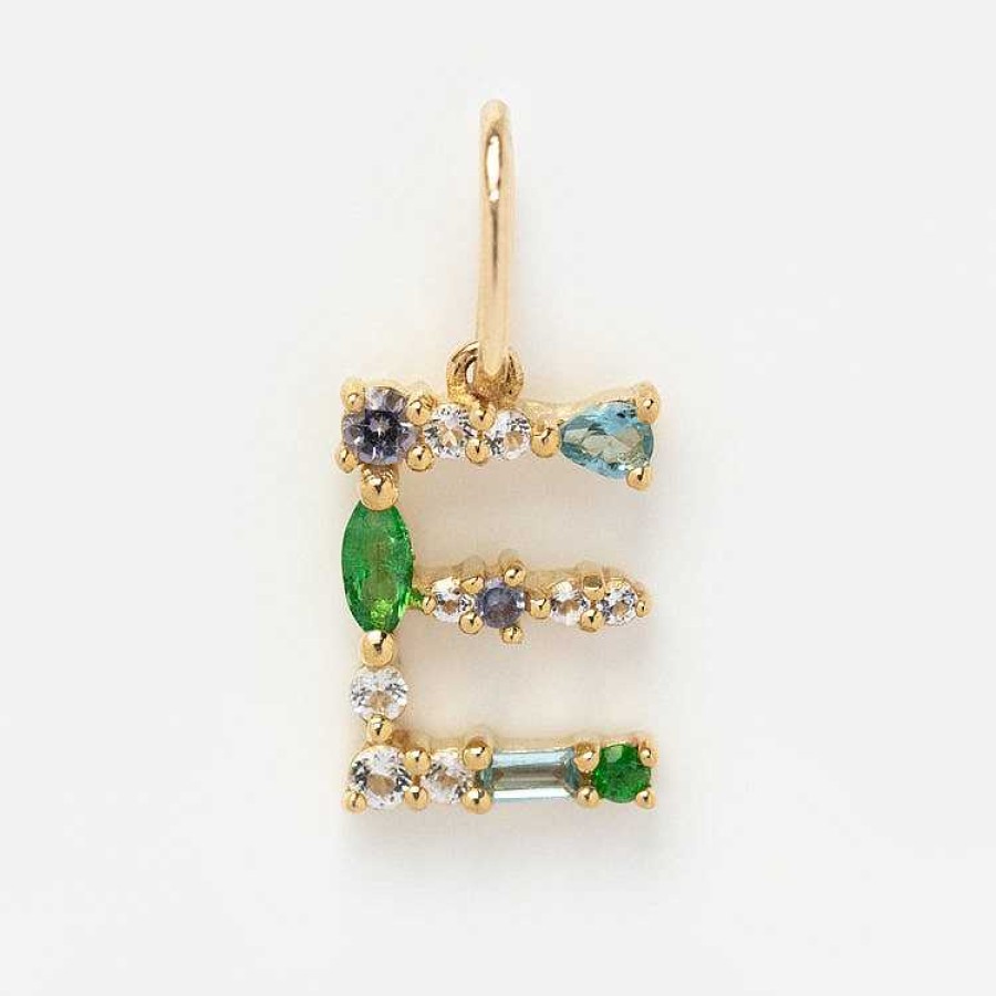 Local Eclectic Solid Gold Gemstone Letter Charm