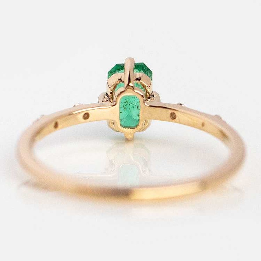 Local Eclectic 14K Aurora Emerald And Diamond Ring