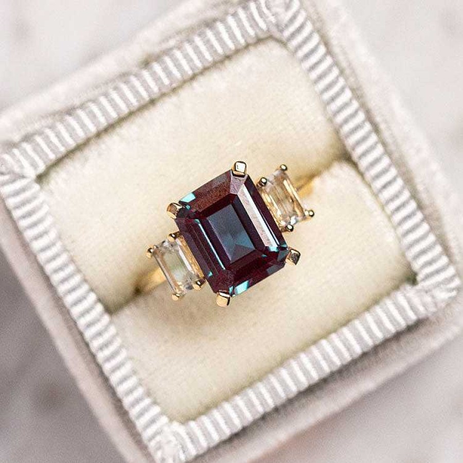 Local Eclectic The Sophisticate Lab Alexandrite And White Topaz Ring