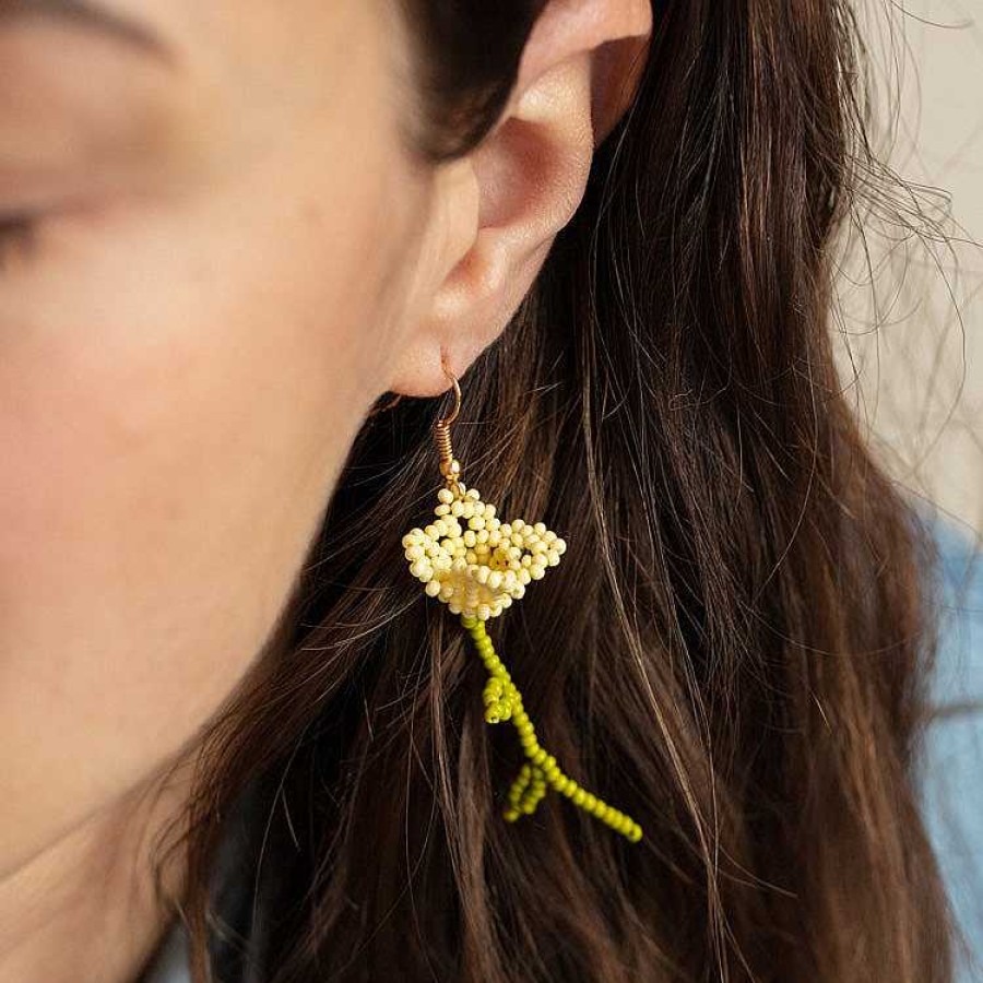 Local Eclectic Tulip Flower Beaded Earrings