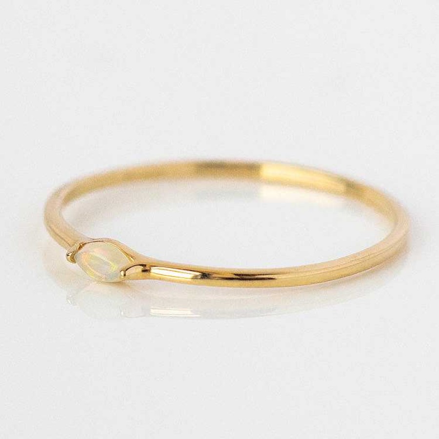 Local Eclectic Solid Gold Simple Opal Band