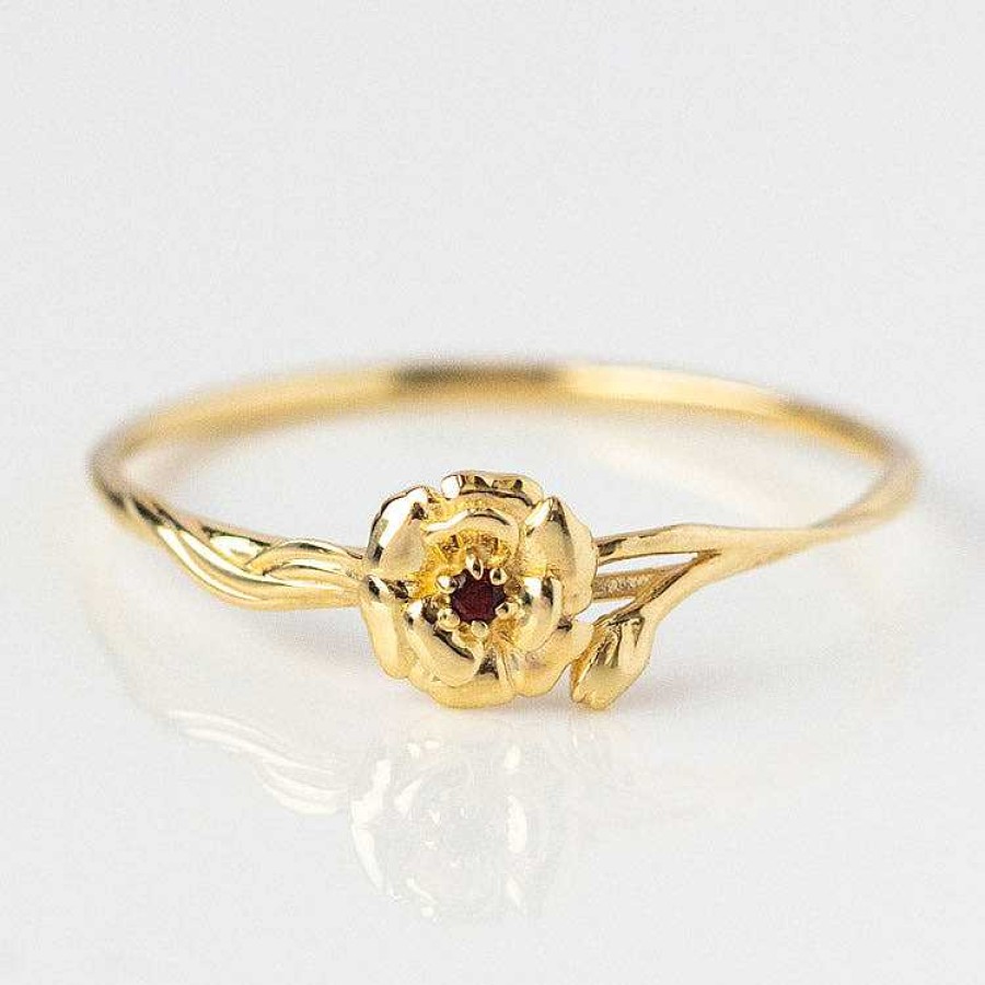 Local Eclectic Solid Gold Birth Flower Ring