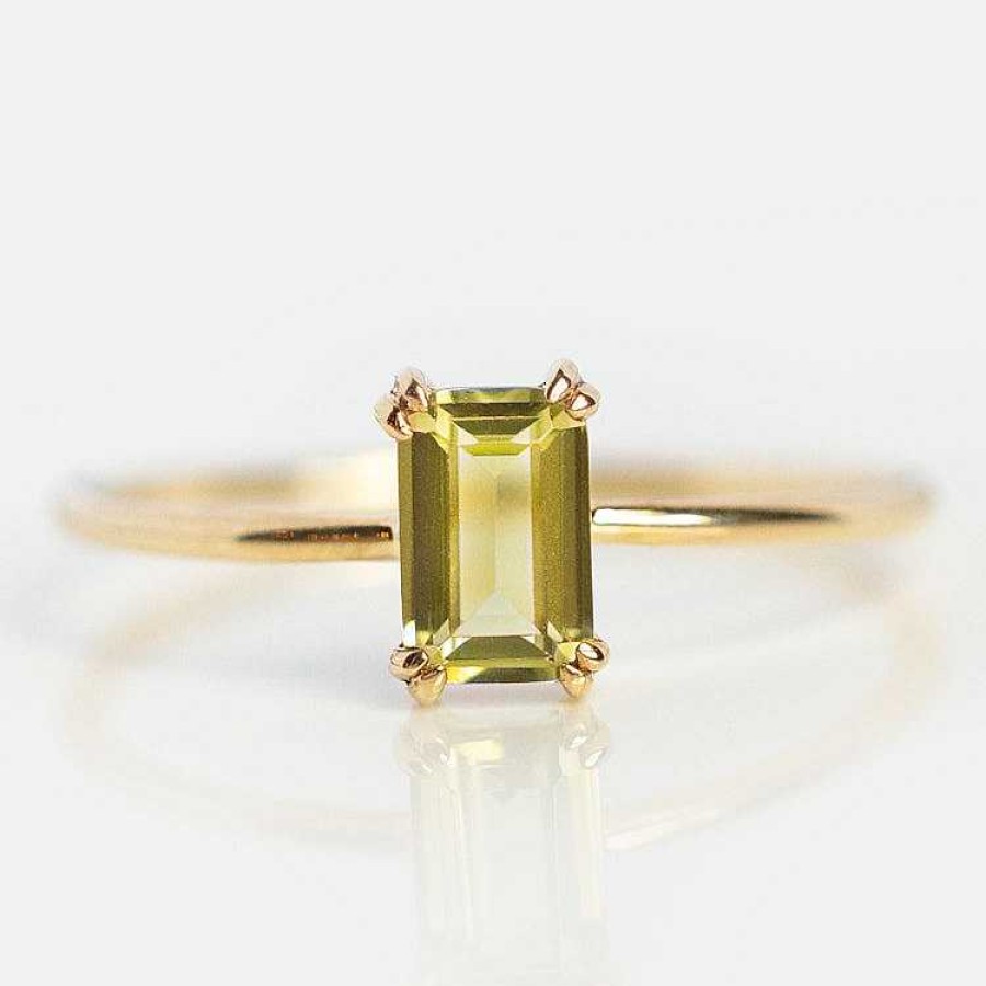 Local Eclectic Solid Gold Essential Baguette Birthstone Ring