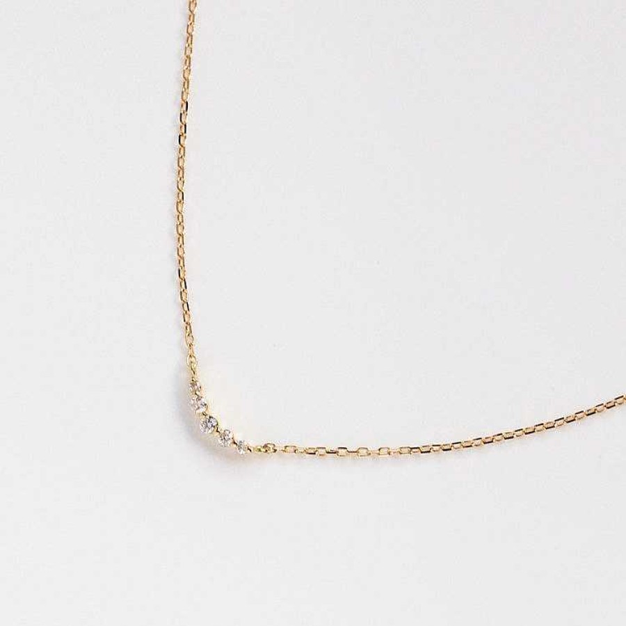 Local Eclectic Solid Gold Diamond Arc Necklace