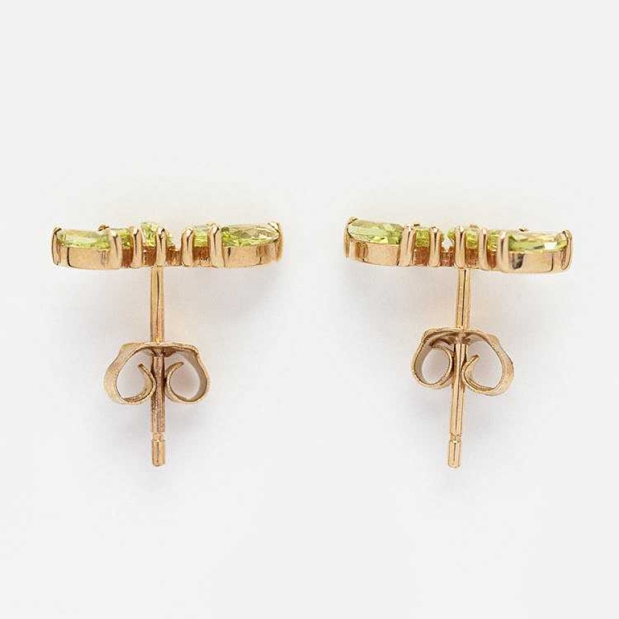 Local Eclectic Solid Gold August Capsule Peridot Climber Earrings