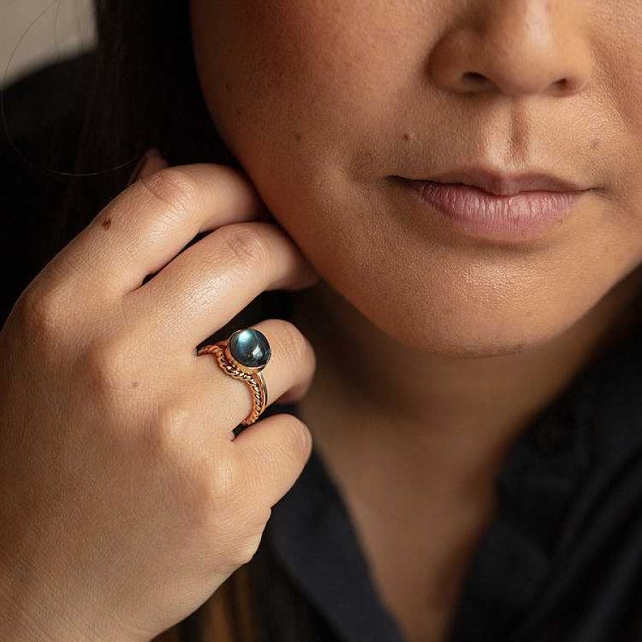 Local Eclectic Helm Labradorite Stacking Ring Set