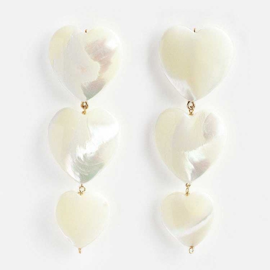 Local Eclectic Lots Of Love Mother Of Pearl Heart Earrings