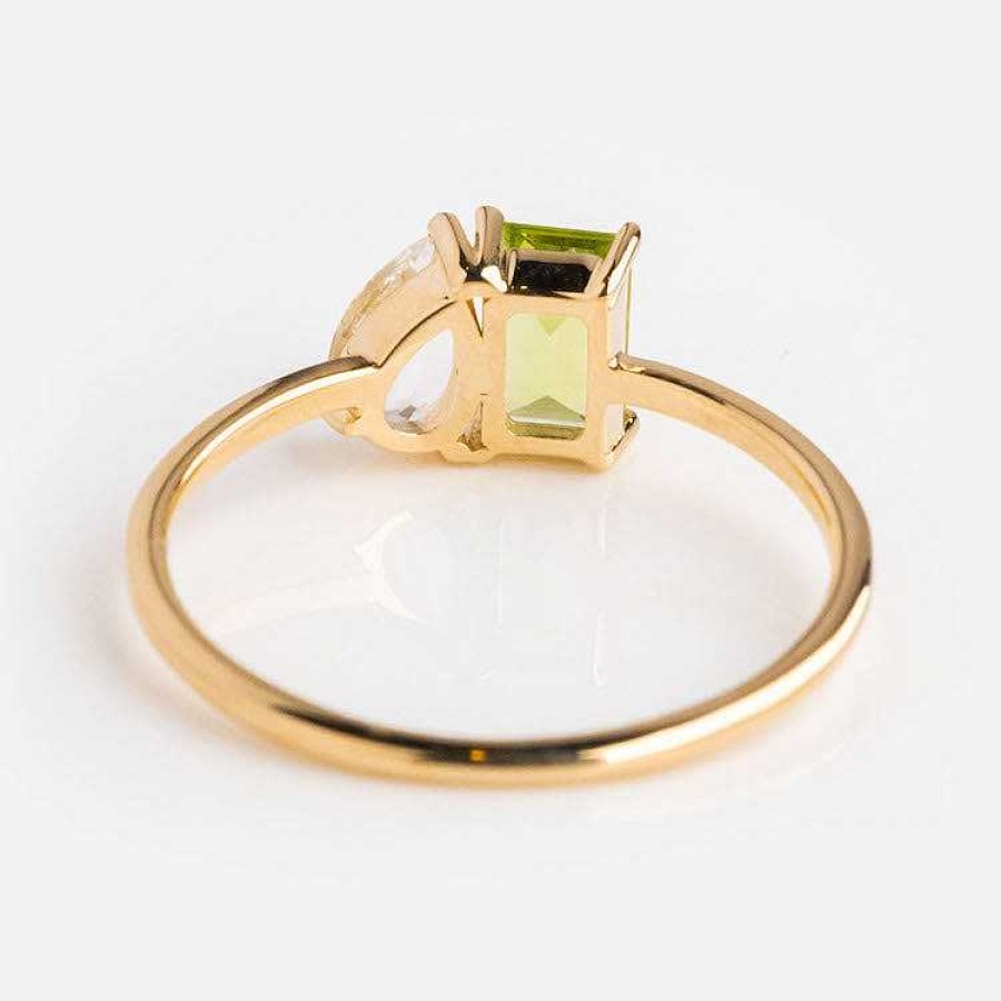 Local Eclectic 14Kt Peridot And Topaz Toi Et Moi Ring