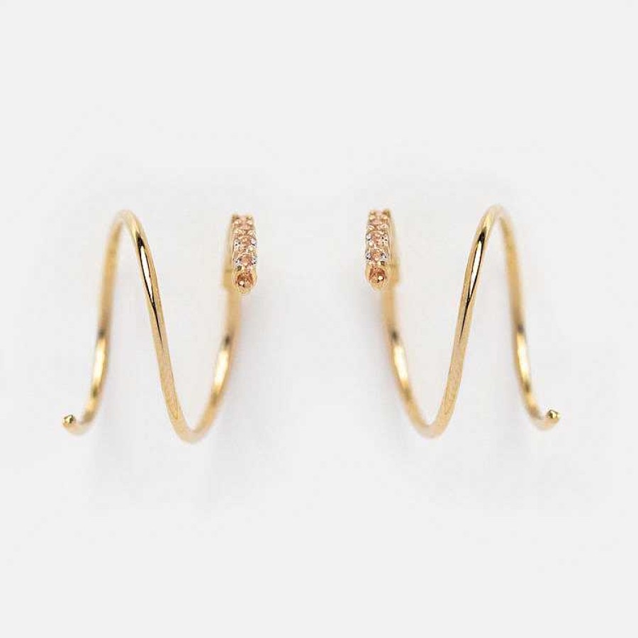 Local Eclectic Solid Gold Twist Double Piercing Huggies