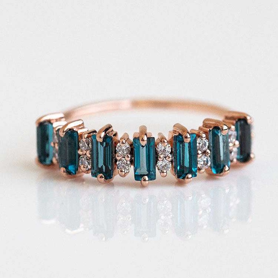 Local Eclectic Rose Gold London Blue Topaz Canary Ring