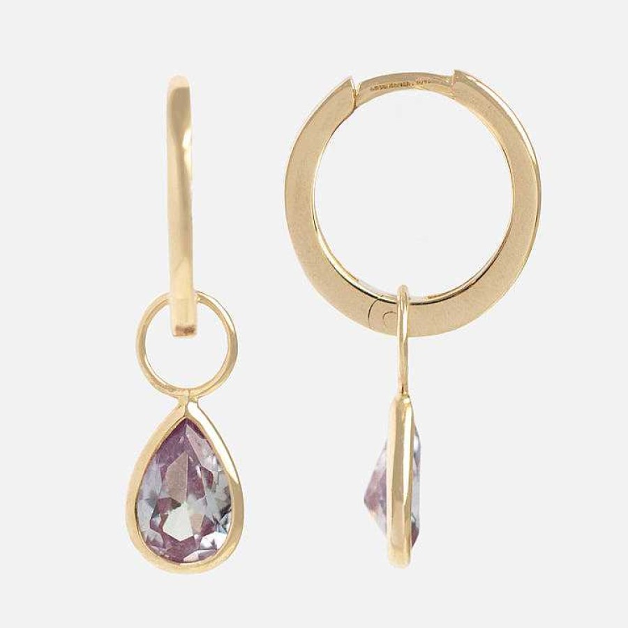 Local Eclectic Solid Gold June Capsule Alexandrite Charm Huggie Hoops