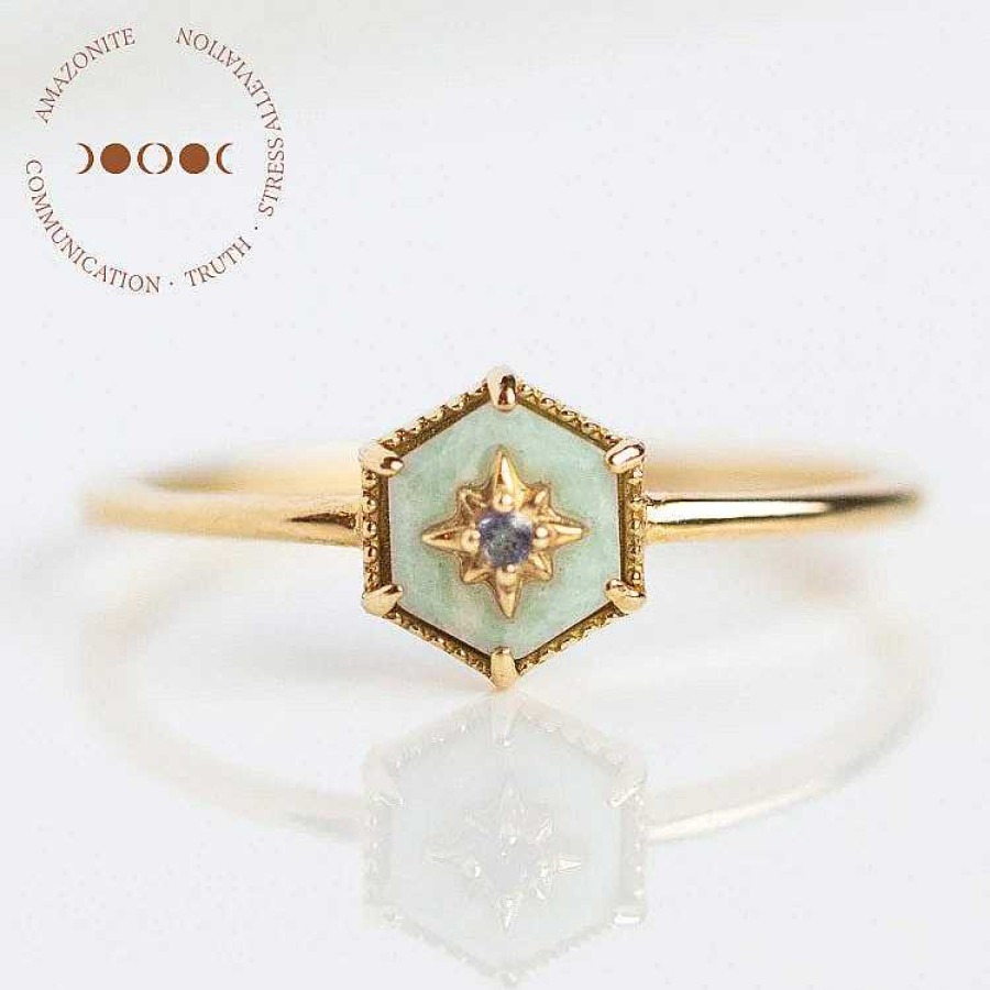 Local Eclectic Solid Gold Crystal Ring For Manifestation