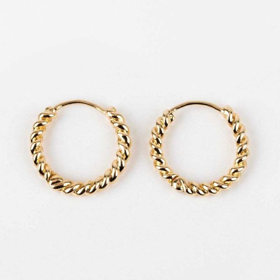 Local Eclectic Solid Gold Twisted Huggie Hoops