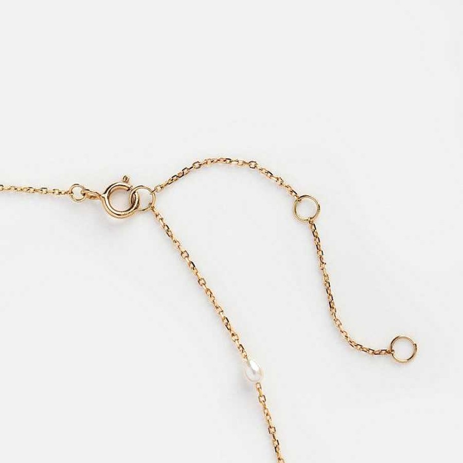 Local Eclectic Solid Gold Pearl Lariat Necklace