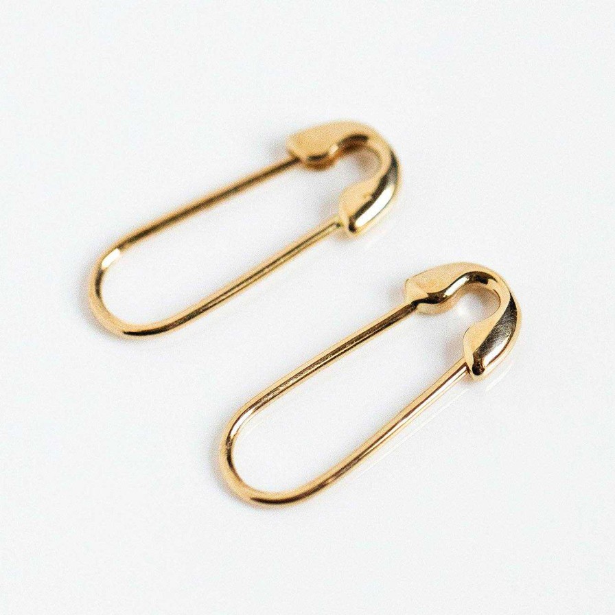 Local Eclectic Solid Gold Safety Pin Earrings