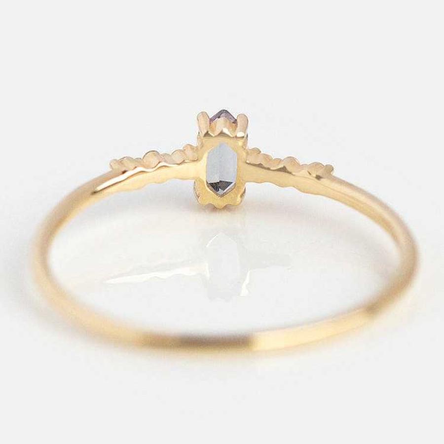 Local Eclectic Solid Gold June Capsule Alexandrite Hexagon Ring