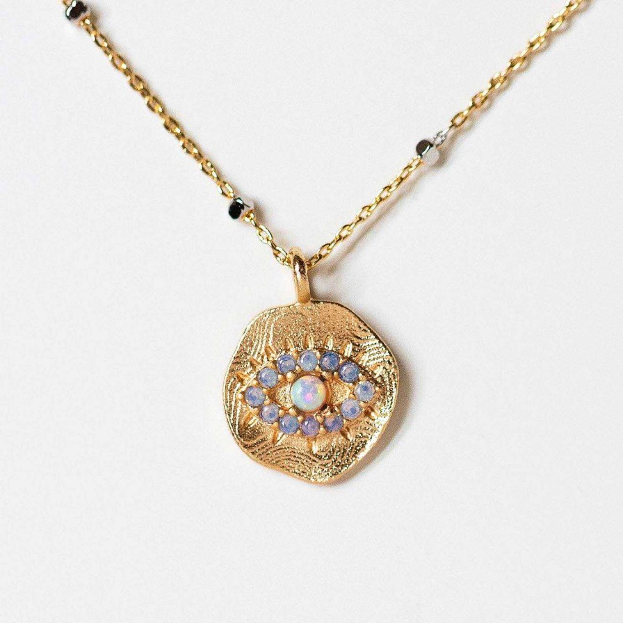 Local Eclectic Daydreamer Evil Eye Necklace With Opal