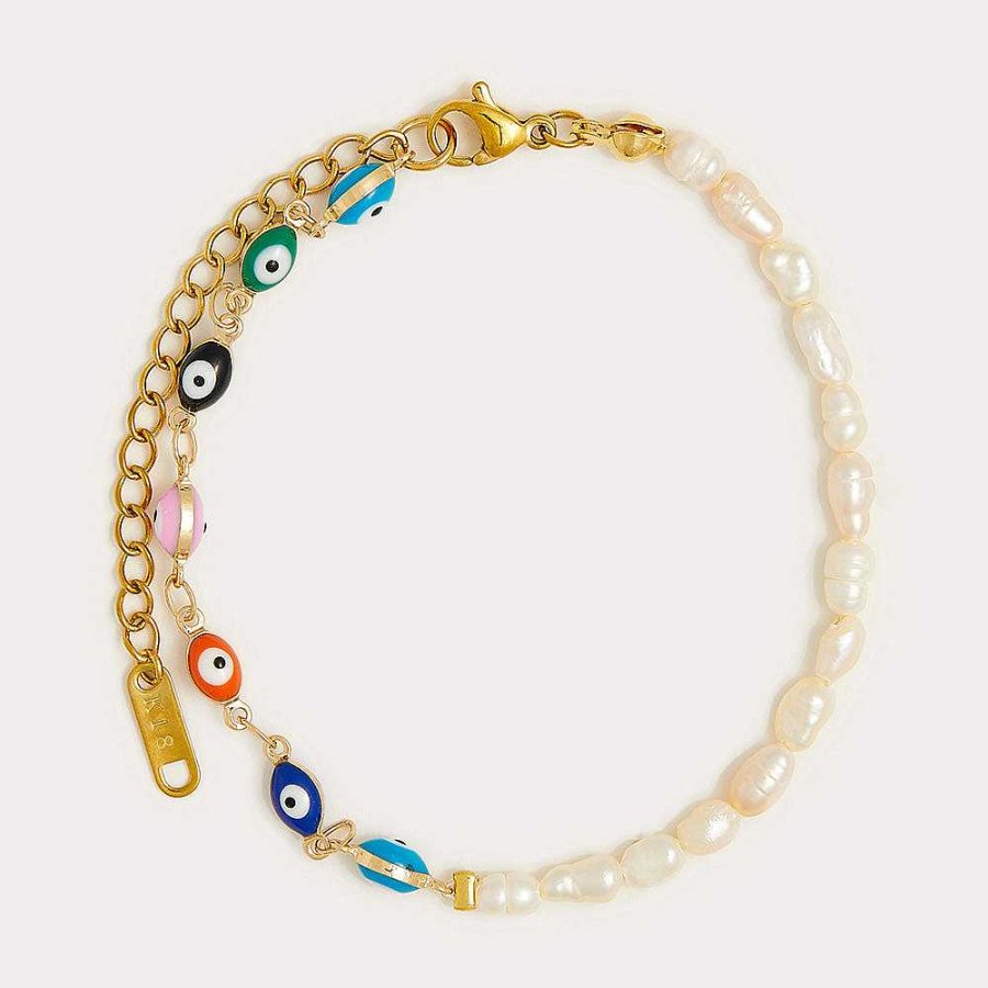 Local Eclectic Evil Eye Pearl Bracelet