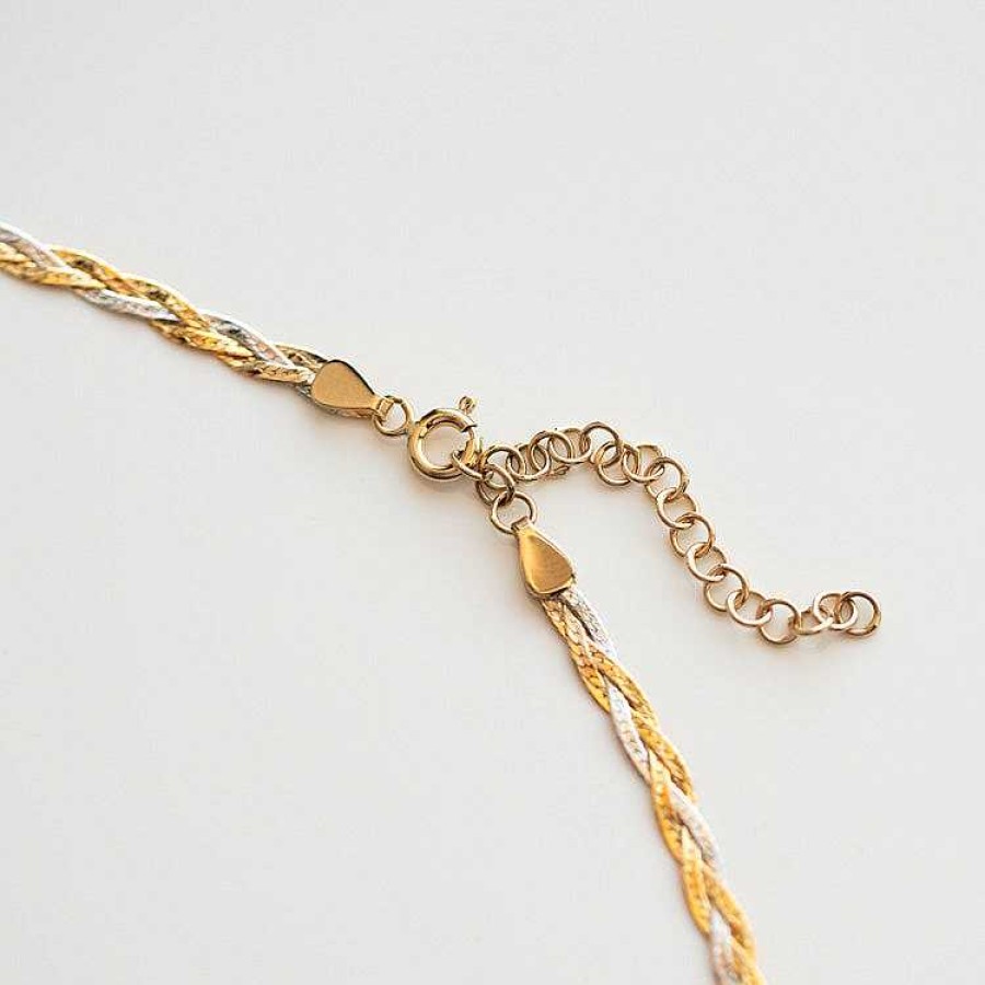 Local Eclectic Solid Gold Mixed Metal Braided Necklace