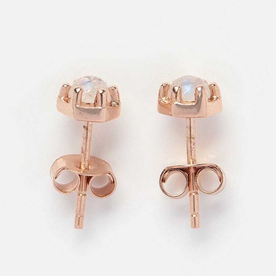 Local Eclectic Rose Gold Moonstone Faire Studs