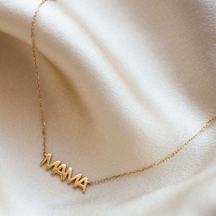 Local Eclectic Solid Gold Mama Necklace