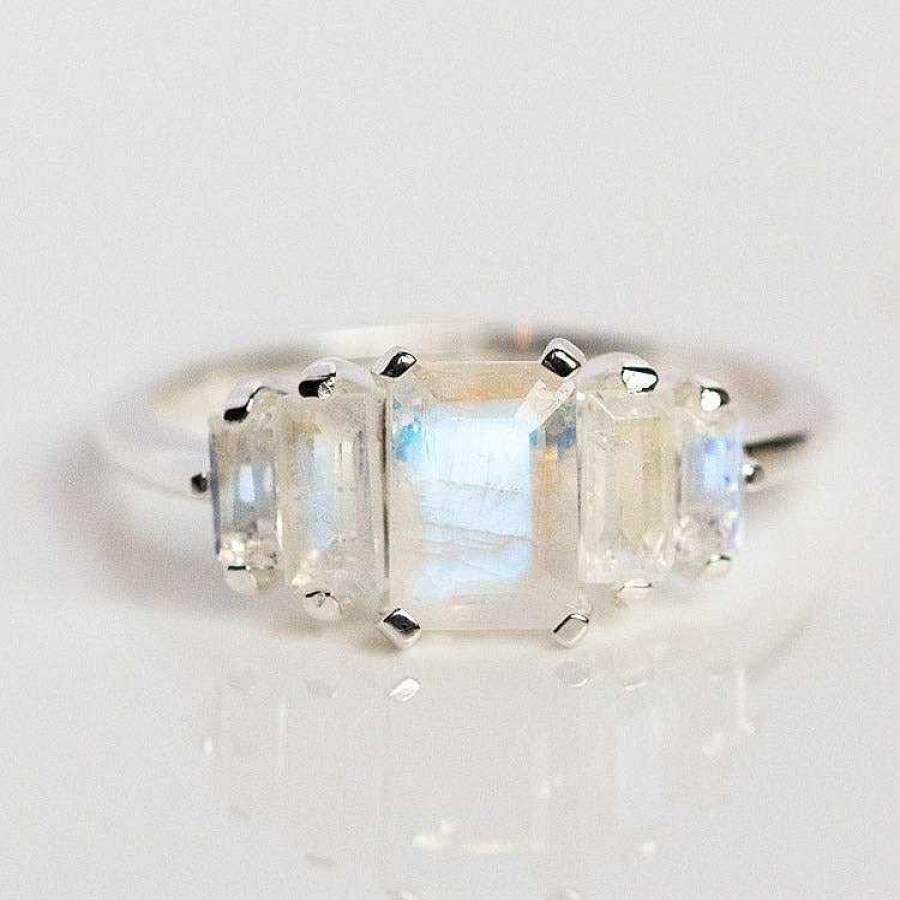 Local Eclectic Moonstone Deco Ring In Silver