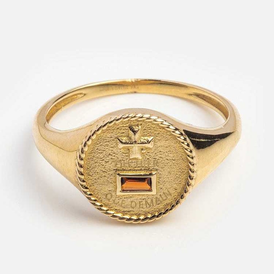 Local Eclectic Solid Gold Qu'Hier Que Demain Signet Ring