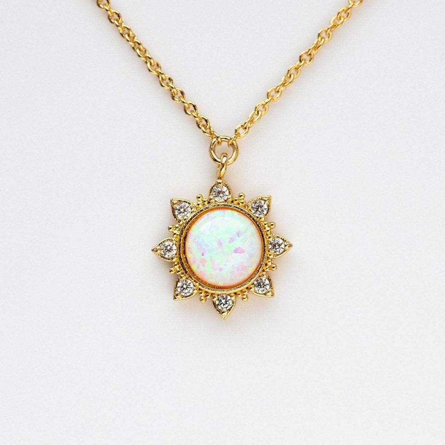 Local Eclectic White Opal Sun Necklace