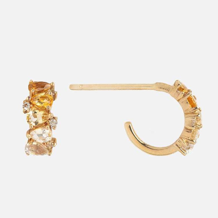 Local Eclectic Solid Gold Ombre Birthstone Huggie Hoops