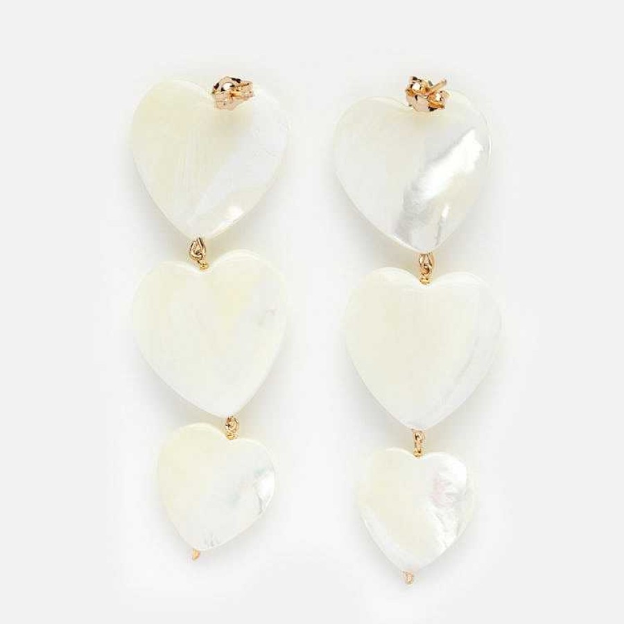 Local Eclectic Lots Of Love Mother Of Pearl Heart Earrings